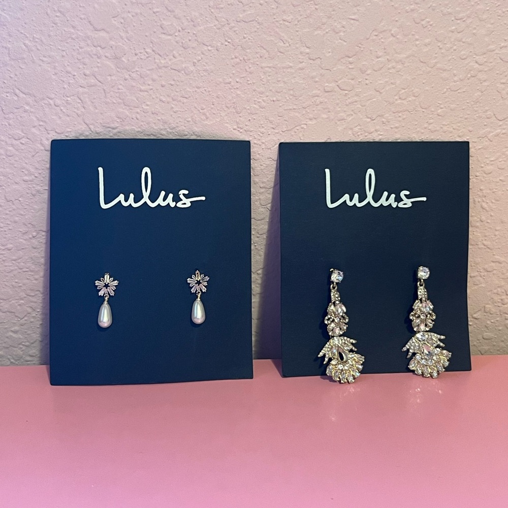 Lulus Special Moment Gold Rhinestone & Pearl-fectly Pretty Pearl Drop Earrings